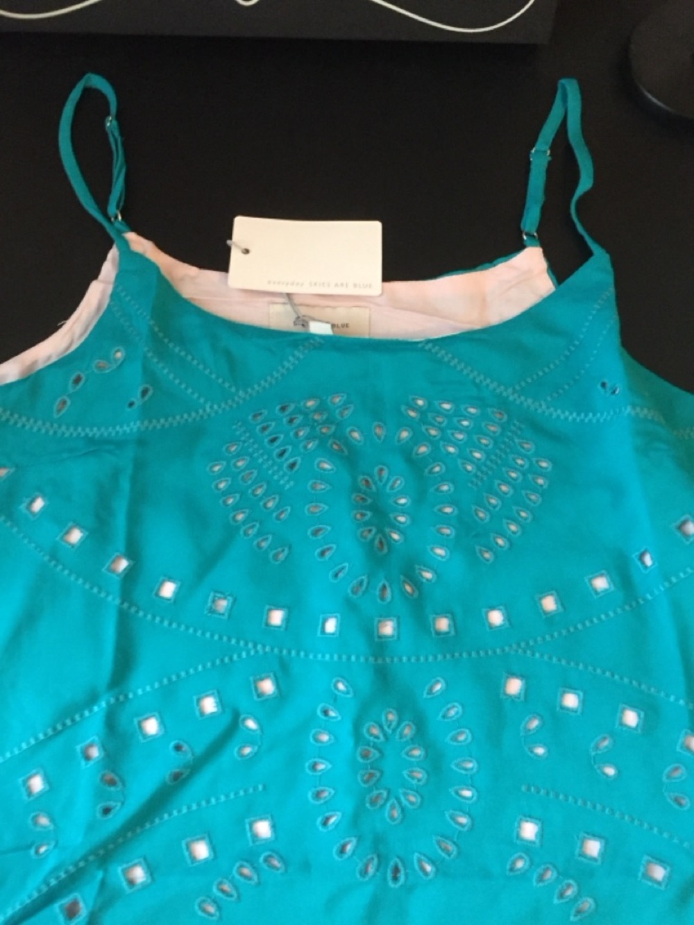 Teal Eyelet Spaghetti-Strap Cami Top